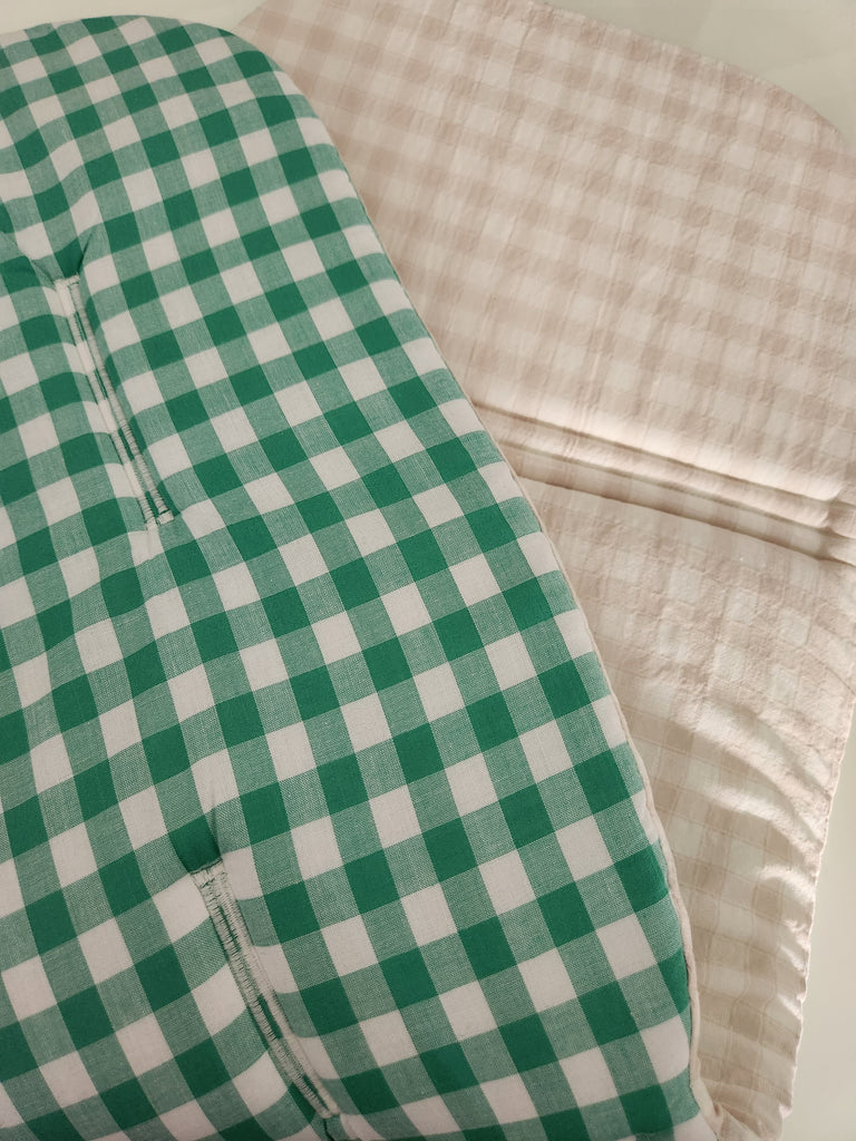 uppababy vista tartan Deluxe Uppababy Vista 2 Pram Liner Rumble Seat EMERALD GINGHAM / NEUTRAL TEXTURED GINGHAM