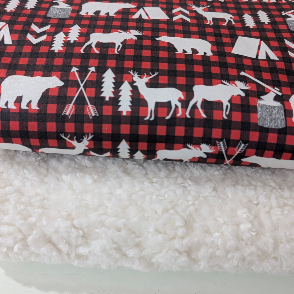 * BUGABOO DONKEY BASSINET LINER ALL DONKEY MODELS. red gingham woodands / sherpa fleece