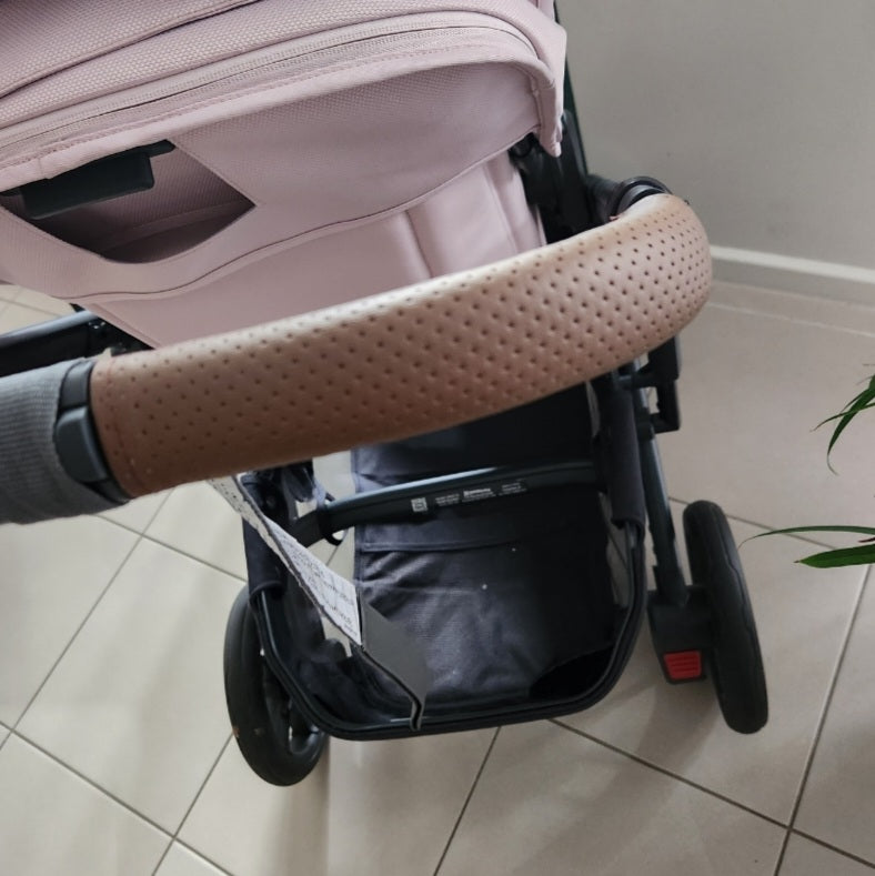 HANDLE AND BELLY BAR COVER SET UPPABABY VISTA 3, VISTA 2, VISTA & CRUZ 2 mid brown Perforated