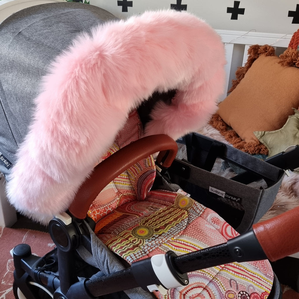 bugaboo fur trim Fur Hood Trim for Pram *extra fluffy baby pink*