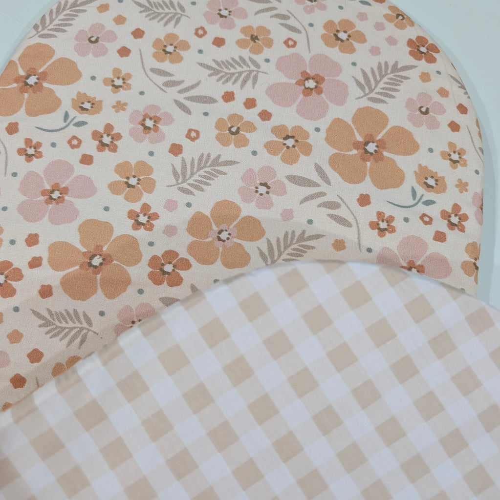 UPPABABY PRAM BASSINET LINER, FITS ALL UPPABABY BASSINETS. blush and cream floral / soft beige cream gingham
