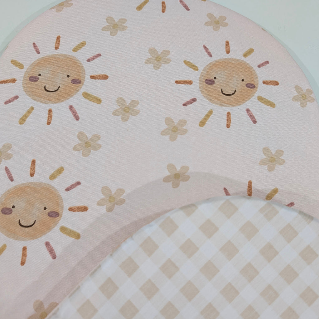 UPPABABY PRAM BASSINET LINER, FITS ALL UPPABABY BASSINETS. blush happy sun / soft beige cream gingham