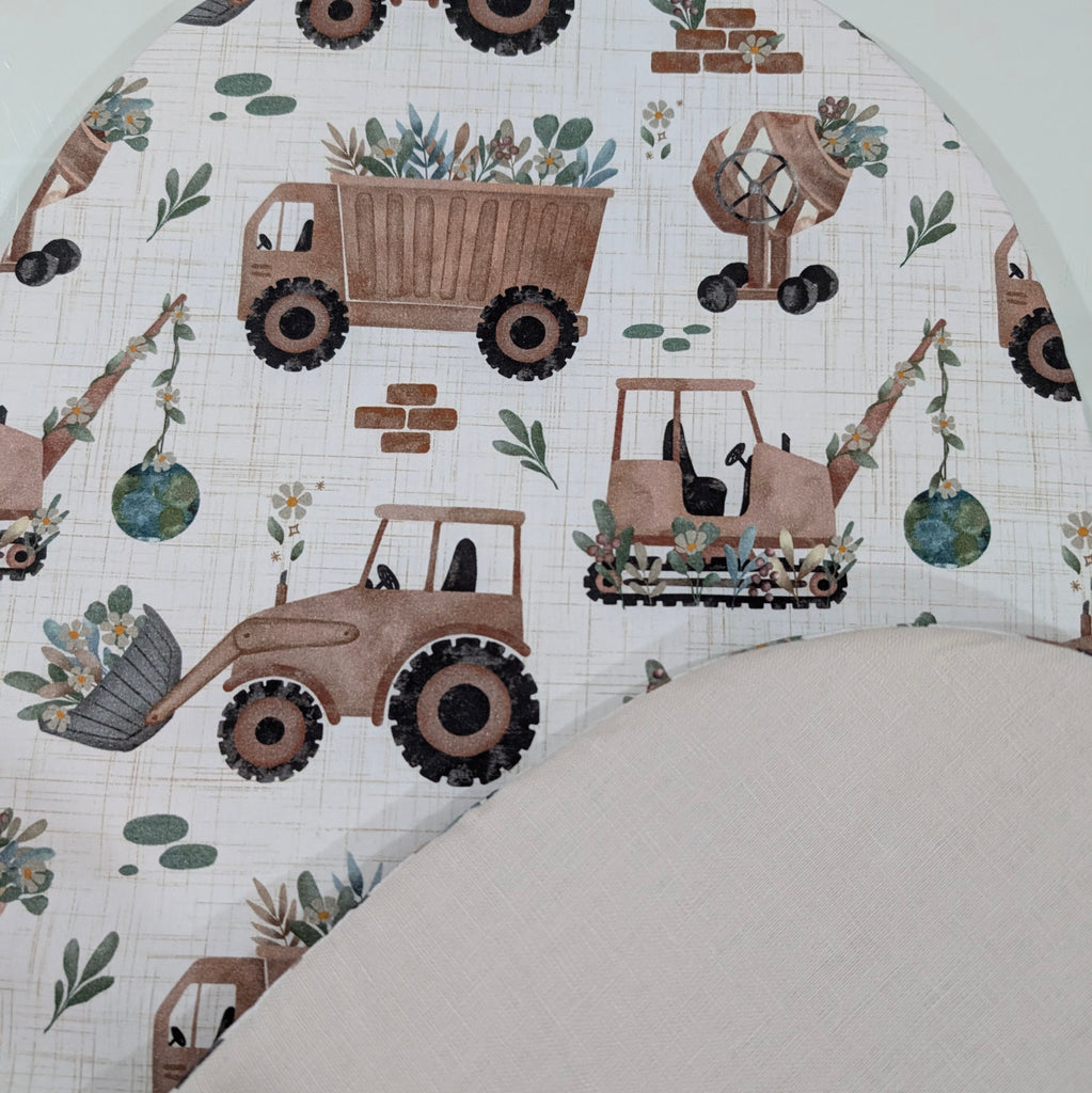 UPPABABY PRAM BASSINET LINER, FITS ALL UPPABABY BASSINETS. busy beige construction / neutral linen