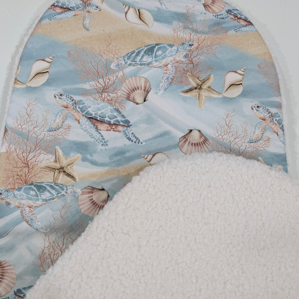 UPPABABY PRAM BASSINET LINER, FITS ALL UPPABABY BASSINETS. soft blue beach / sherp fleece