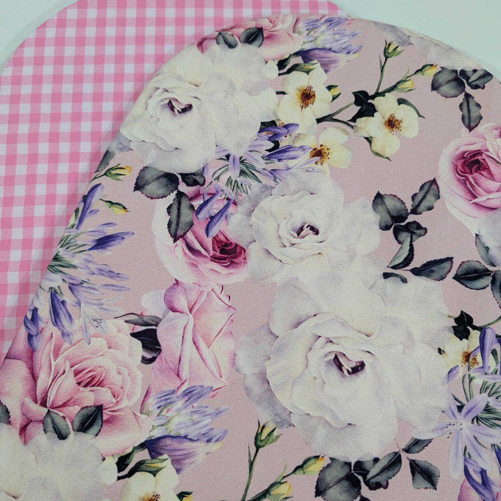 UPPABABY PRAM BASSINET LINER, FITS ALL UPPABABY BASSINETS. lilac floral / pink gingham