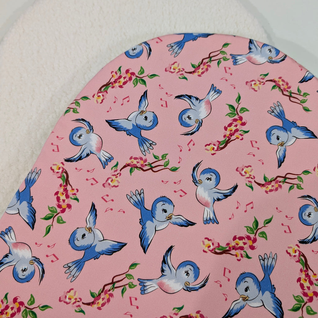 UPPABABY PRAM BASSINET LINER, FITS ALL UPPABABY BASSINETS. vintage bird / sherpa fleece