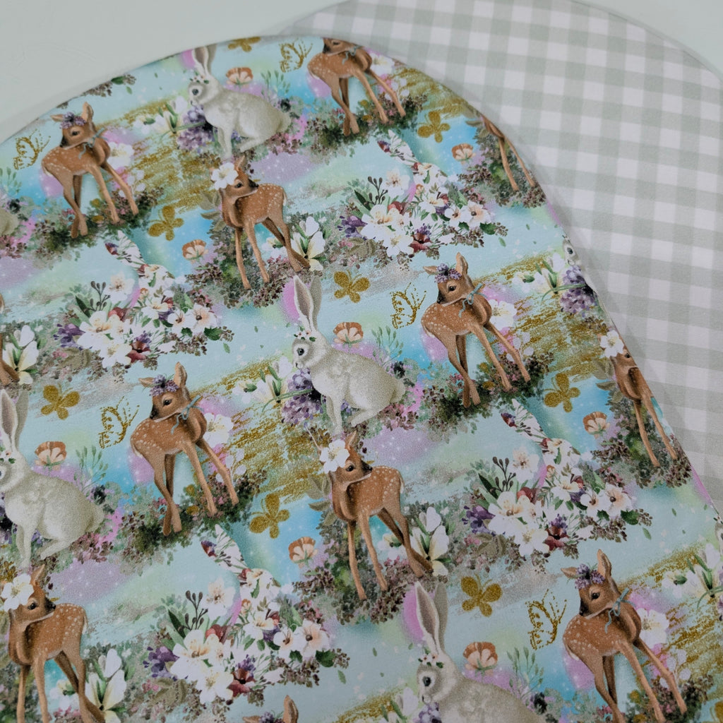 UPPABABY PRAM BASSINET LINER, FITS ALL UPPABABY BASSINETS. pretty pastel friends / sage gingham