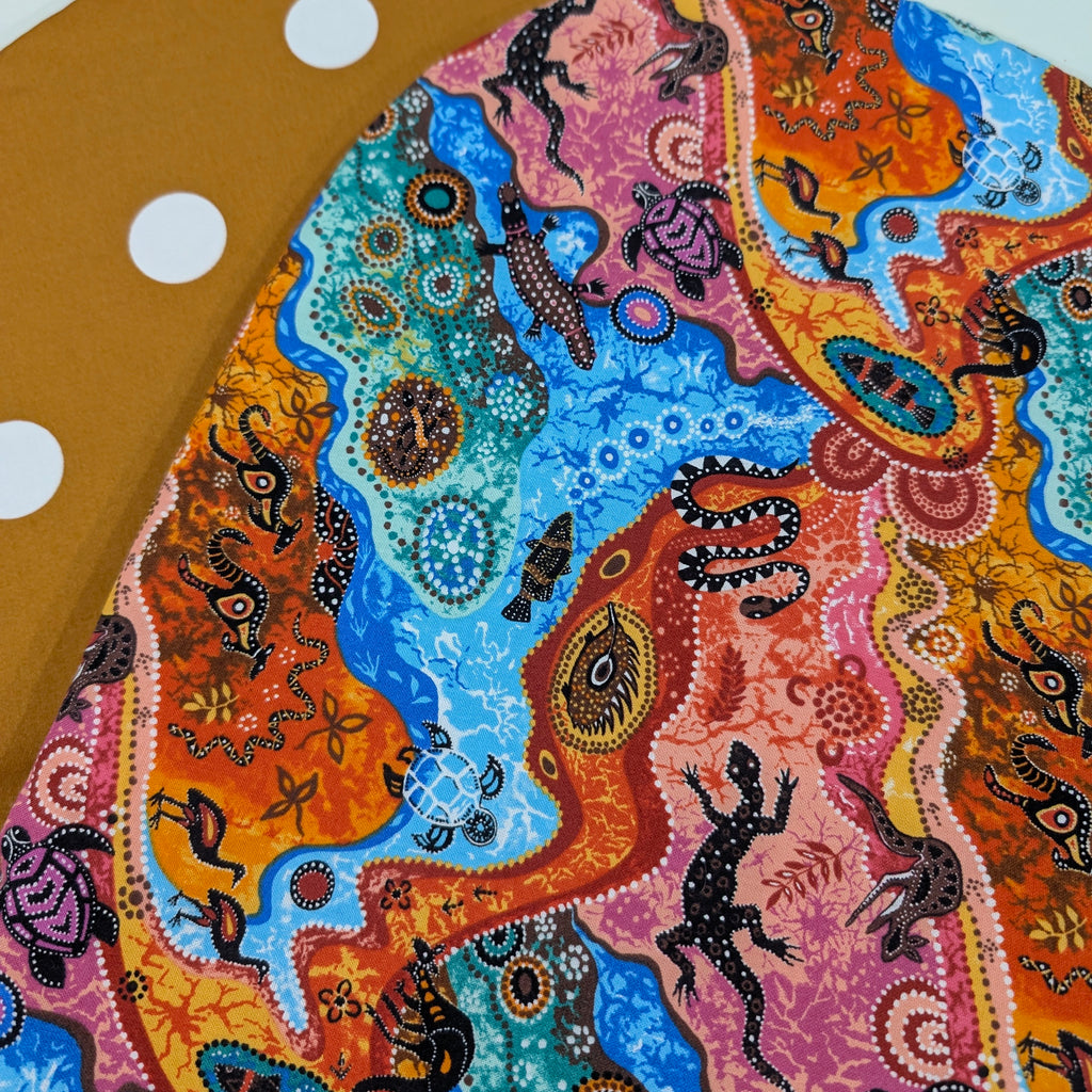 UPPABABY PRAM BASSINET LINER, FITS ALL UPPABABY BASSINETS. bright indigenous / mustard white dot