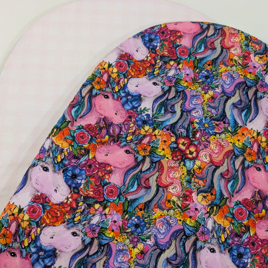 UPPABABY PRAM BASSINET LINER, FITS ALL UPPABABY BASSINETS. bright unicorn / soft pink gingham