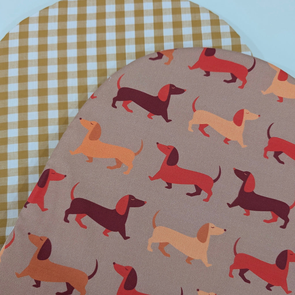 UPPABABY PRAM BASSINET LINER, FITS ALL UPPABABY BASSINETS. sausage dog / mustard gingham