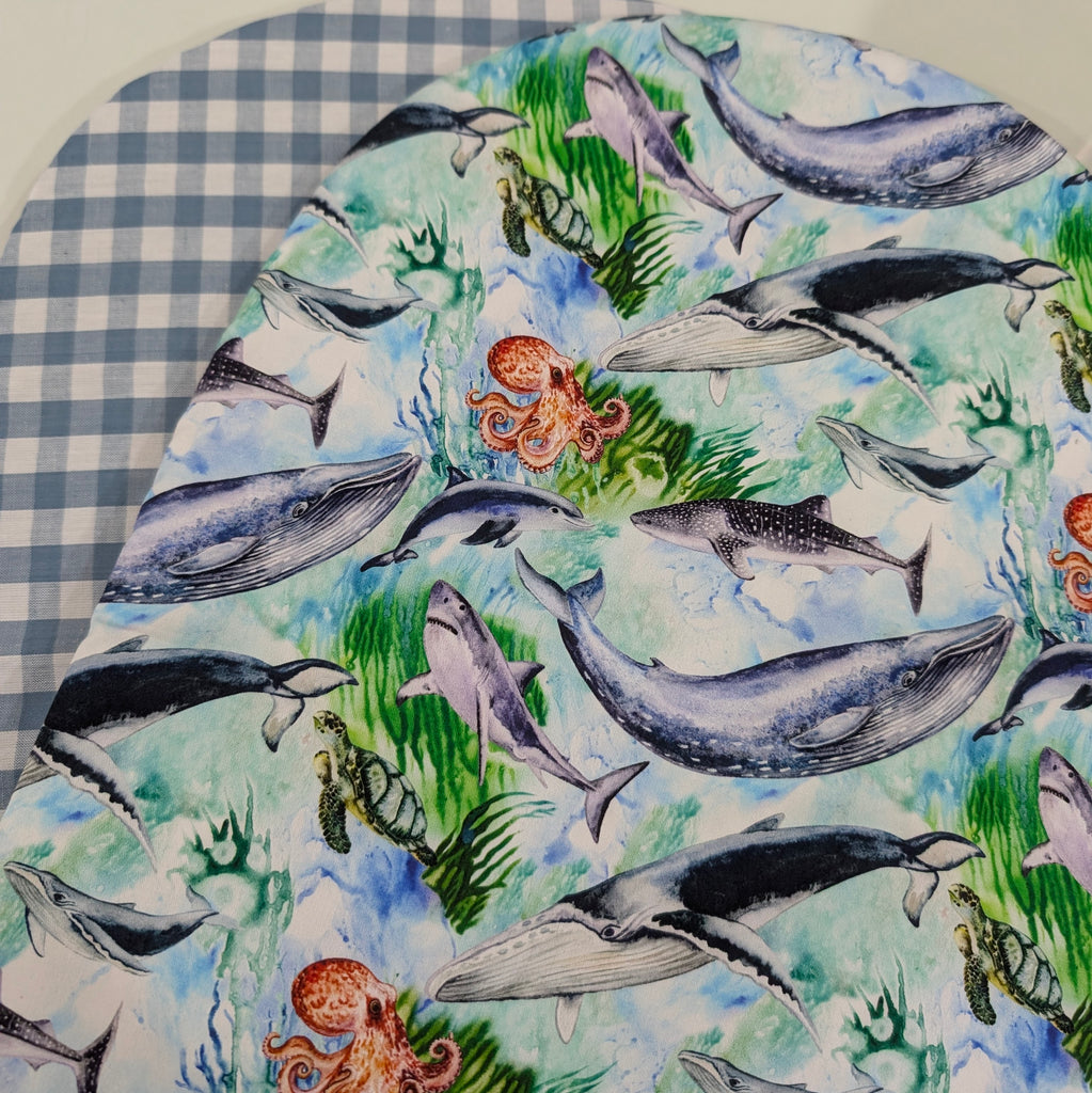 UPPABABY PRAM BASSINET LINER, FITS ALL UPPABABY BASSINETS. sea time / blue gingham