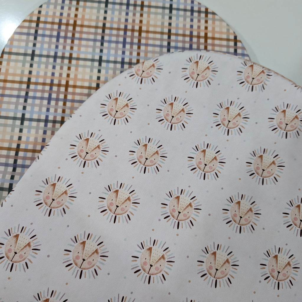 UPPABABY PRAM BASSINET LINER, FITS ALL UPPABABY BASSINETS. fun lion / multi check