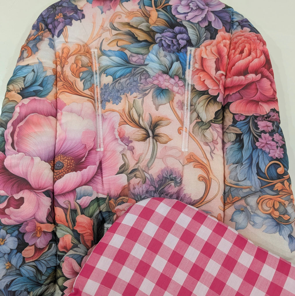 SOFTIES UPPABABY VISTA 3, 2 & 1 AND CRUZ 3 & 2 PRAM LINER MAIN SEAT WITH SIDE WINGS renaissance floral / gingham