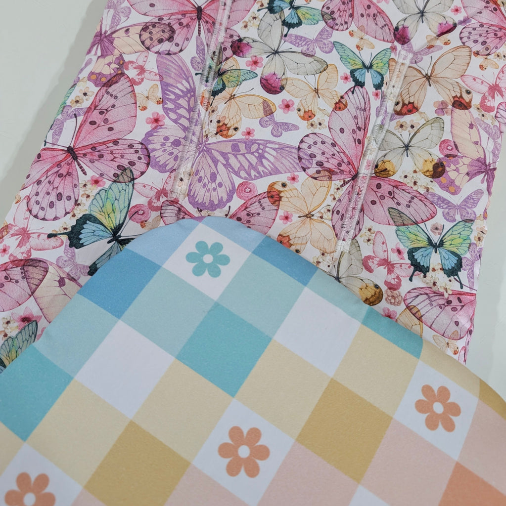 SOFTIES UPPABABY VISTA 3, 2 & 1 AND CRUZ 3 & 2 PRAM LINER MAIN SEAT butterfly / rainbow gingham