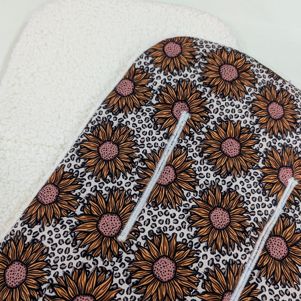 DELUXE UPPABABY VISTA 3, 2 & 1 AND CRUZ 3 & 2 PRAM LINER MAIN SEAT leopard sunflower / Sherpa fleece