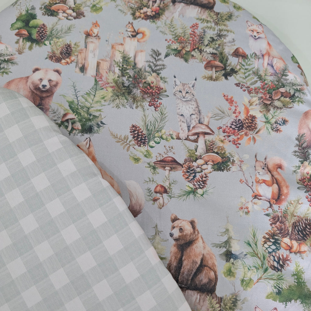 SOFTIES UPPABABY VISTA 3, 2 & 1 AND CRUZ 3 & 2 PRAM LINER MAIN SEAT WITH SIDE WINGS duck egg woods / soft sage gingham