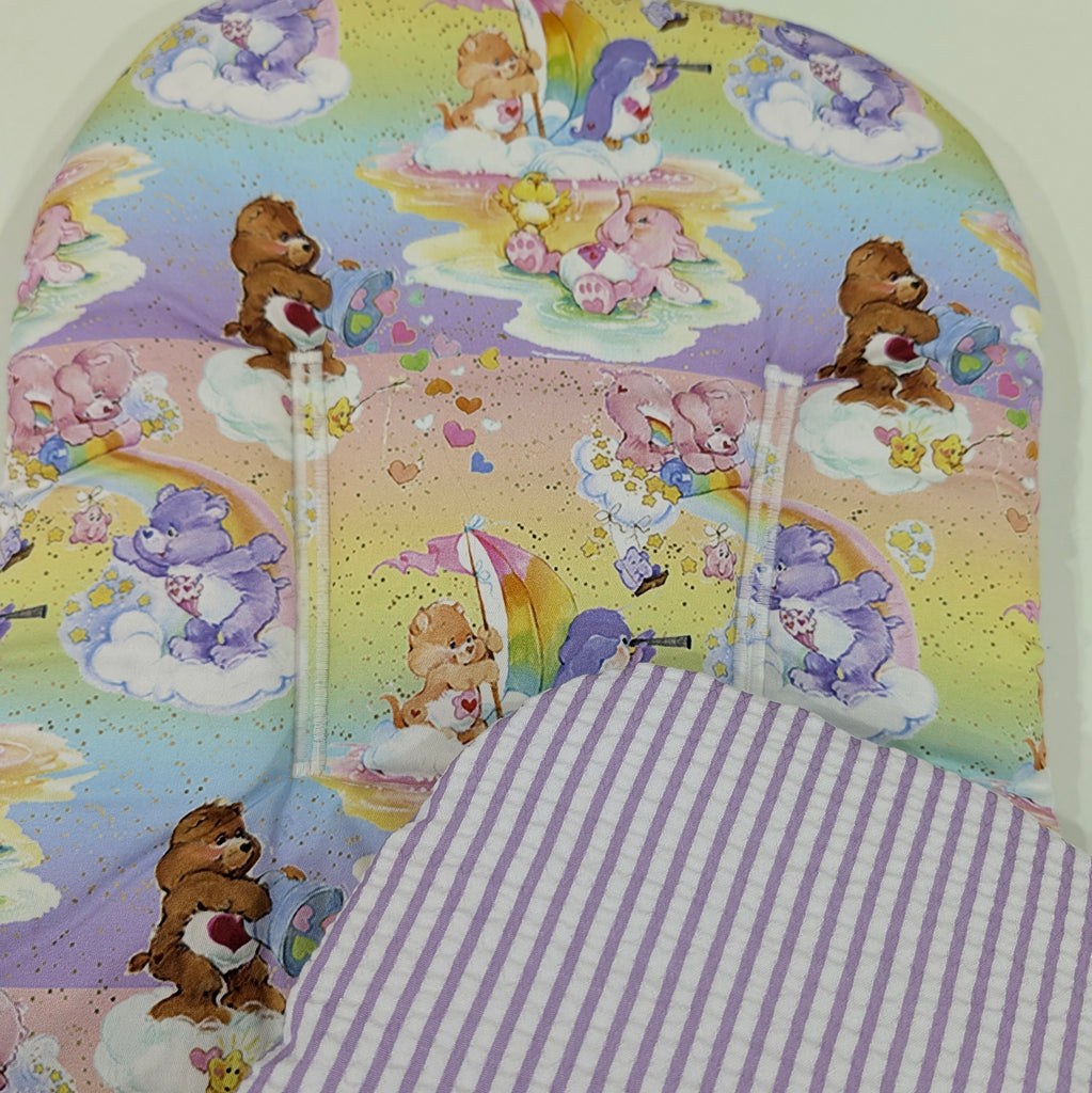 SOFTIES UPPABABY VISTA 3, 2 & 1 AND CRUZ 3 & 2 PRAM LINER MAIN SEAT pastel bears / stripe mauve