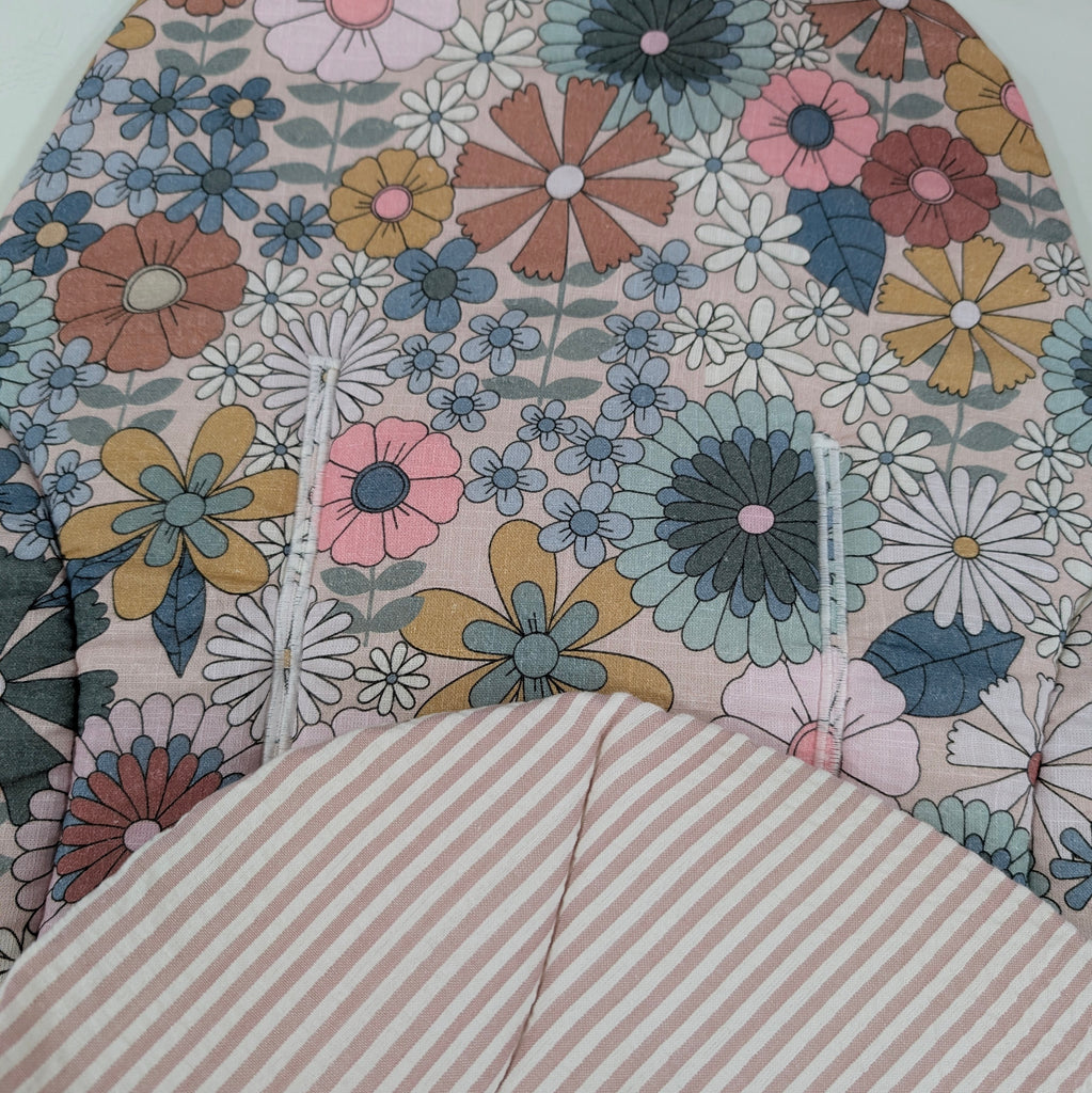 DELUXE BUGABOO BUTTERFLY PRAM LINER musk retro floral / lilac stripe