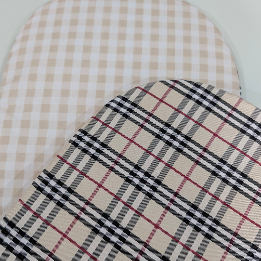 UPPABABY PRAM BASSINET LINER, FITS ALL UPPABABY BASSINETS. neutral plaid / soft beige cream gingham