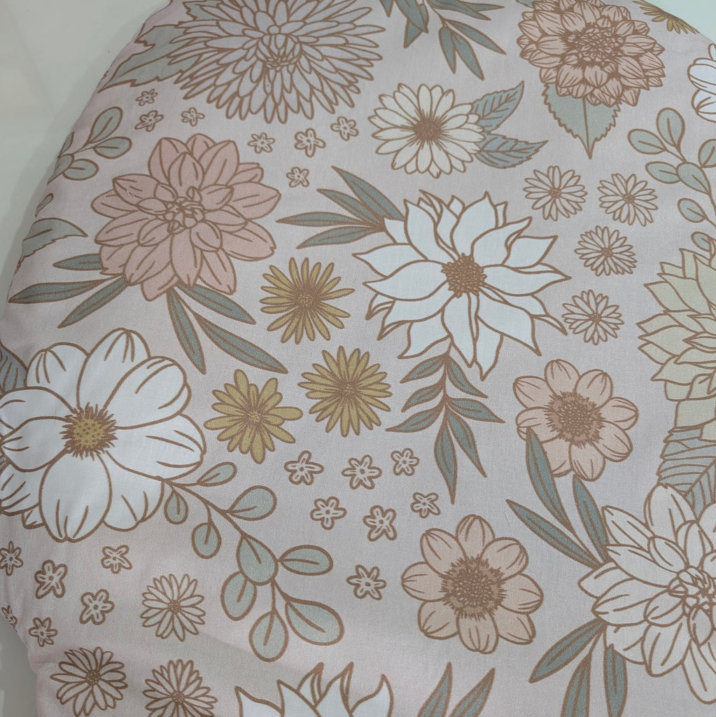 SOFTIES PRAM LINER UNIVERSAL FIT neutral flowers / beige gingham