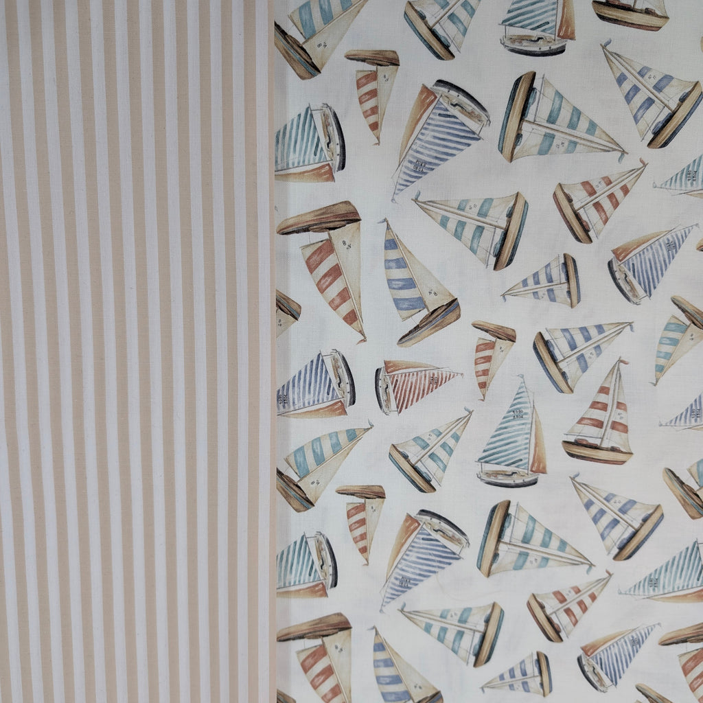 DELUXE UPPABABY VISTA 3, 2 & 1 AND CRUZ 3 & 2 PRAM LINER MAIN SEAT WITH SIDE WINGS yacht / beige stripe