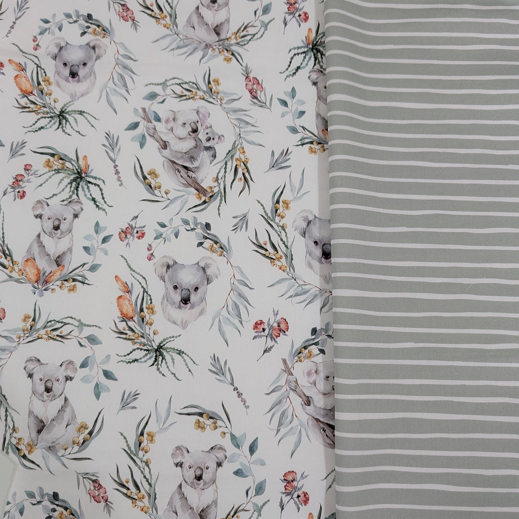 DELUXE UPPABABY VISTA 3, 2 & 1 AND CRUZ 3 & 2 PRAM LINER MAIN SEAT WITH SIDE WINGS white koala / sage stripe