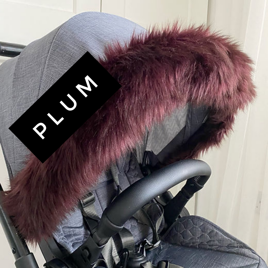 Fur Hood Trim for Pram *plum*