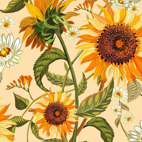 Pram Liner CUSTOM MADE *vintage sunflower*