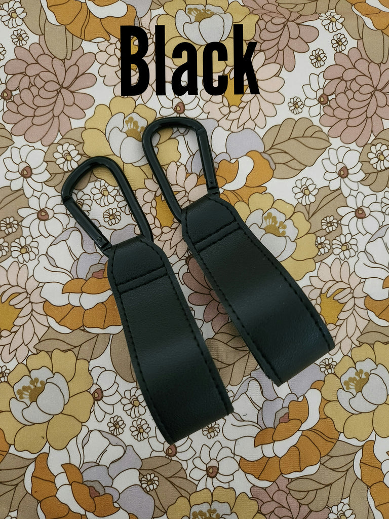 Pram Hook Eco Leather 1 Pair BLACK