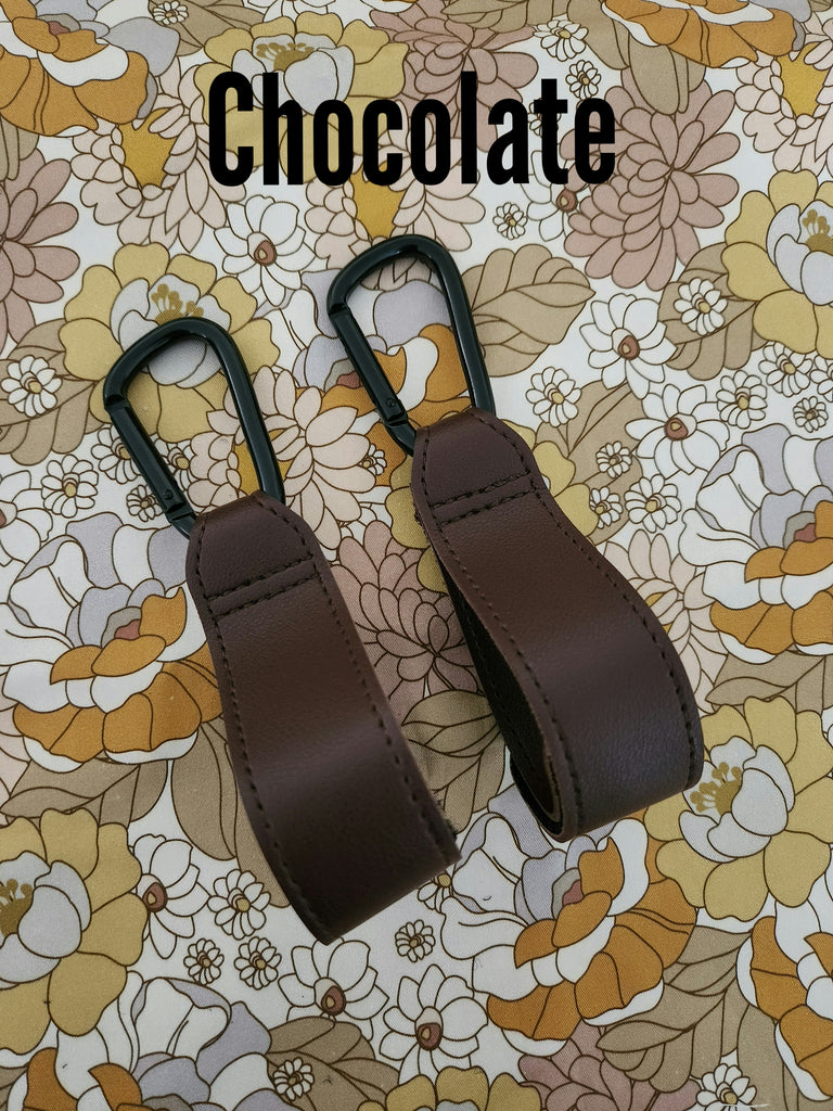 Pram Hook Eco Leather 1 Pair CHOCOLATE